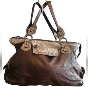 PULICATI Extra Large Copper Brown Fine Italian Leather Shoulder Bag